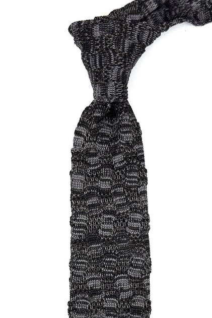 Smoked - Gray Motif Pattern Knitted Tie KIR8362