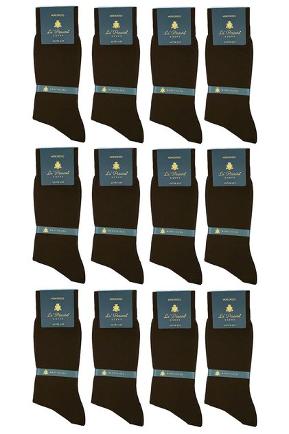 La'pescara Ultra Luxury 12-Piece Bitter Brown Mercerized Men's Classic Socks Set