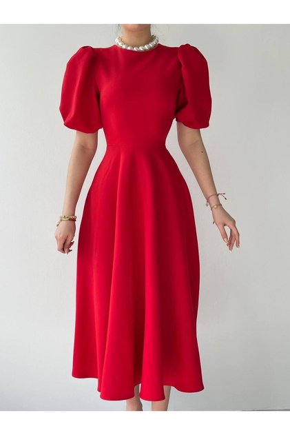 Watermelon Sleeve Midi Length Dress
