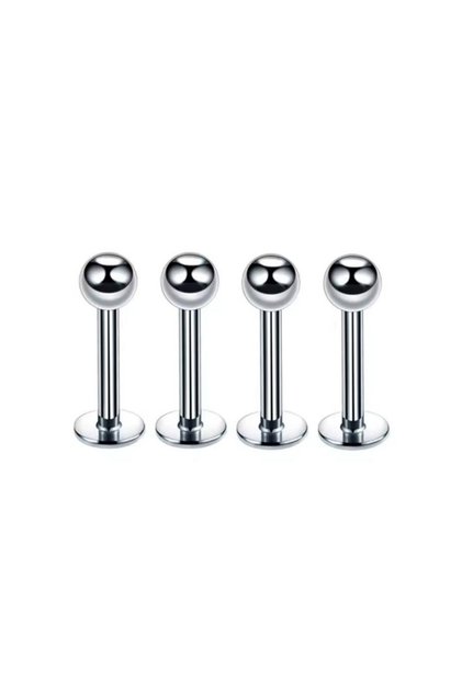 Unisex 316l Paslanmaz Çelik 4'lü Set Top Uçlu Tragus Helix Labret Piercing
