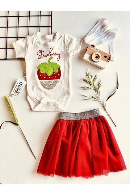 Strawberry Printed Tutu Skirt Set