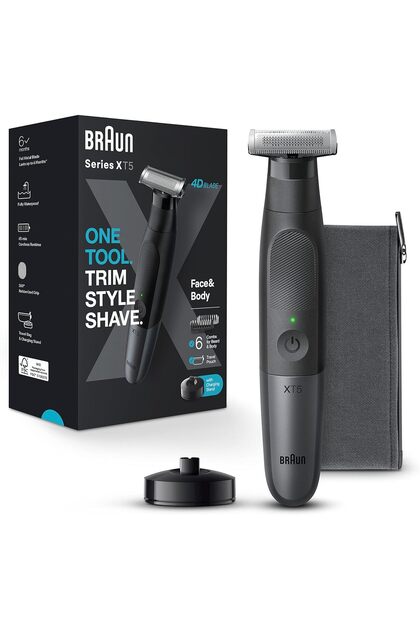 X Styler Series 5 Hybrid Trimmer Face & Body, 4D-Flex Blade, 6 Combs, Charging Stand - XT 5300