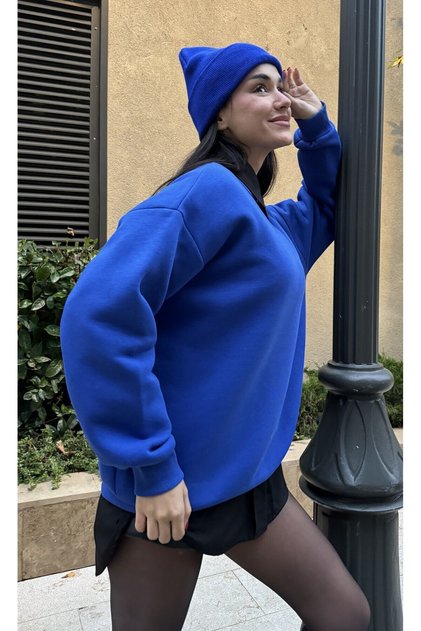 Cobalt Blue Basic Oversize Sweatshirt 26088