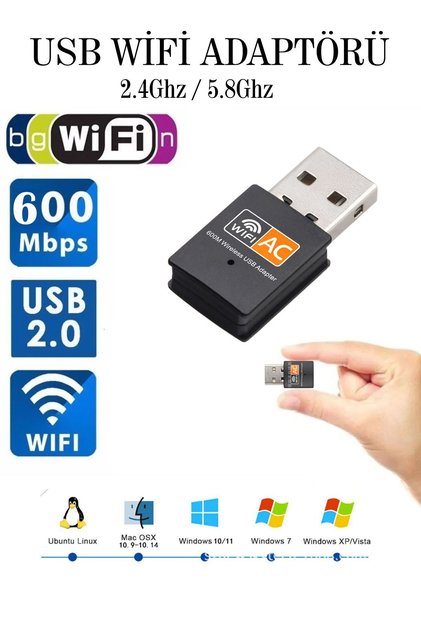 Usb Wifi Adaptörü 600mbps Usb Kablosuz Alıcı Dongle Ağ Kartı Masaüstü Güçlendirici Yüksek Kalite