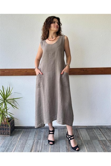 Italian Linen Earth Sack Dress Std