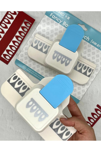 Şık Kamei Mavi 4'lü Oval Desenli Büyük Süsleme Delgeci