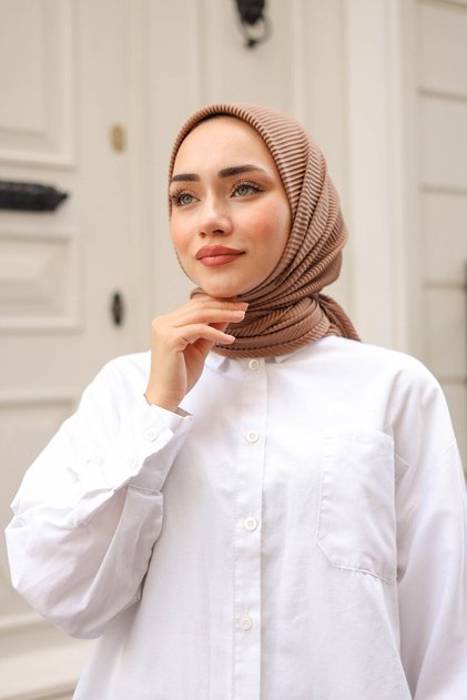 Pleated Scarf Hijab Milky Coffee