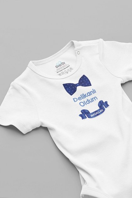 Organic %100 Cotton " I've Become a Young Man, Mashallah" Circumcision Printed Baby Bodysuit Snap-Fastened Button Bodysuit Jumpsuit 5899