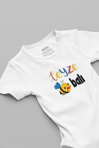 Organic %100 Cotton Auntie Honey Printed Snap-Fastened Baby Bodysuit Bodysuit 5609