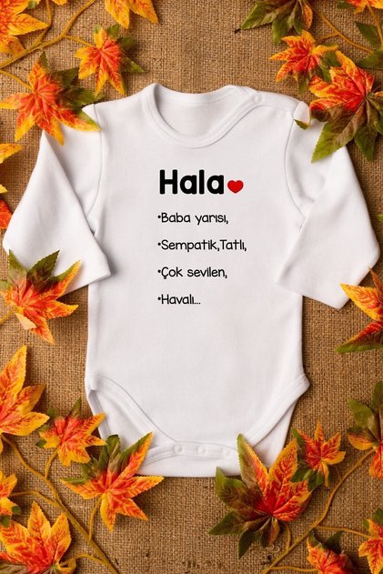 Organic %100 Cotton Still Half-Daddy Printed Baby Bodysuit Long Sleeve Snap-Fastened Button Bodysuit 5084