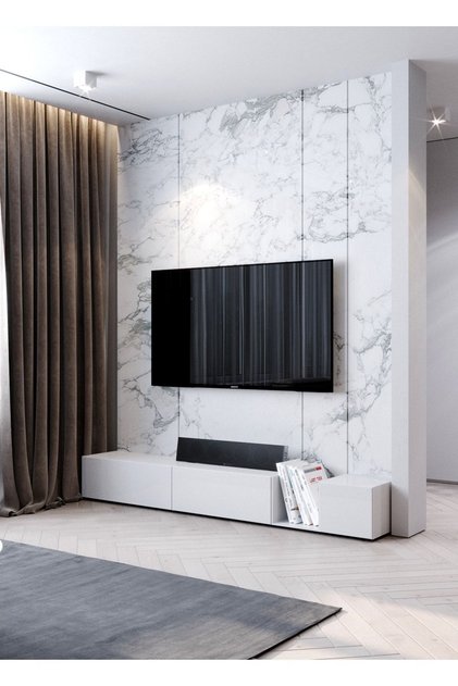 Valens Tv Ünitesi Tv Sehpası Alt Modülü Mat Beyaz Soft 240 Cm Mdf Joy Tv Ünitesi