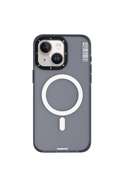 iPhone 15 Uyumlu Kılıf Magsafe Şarj Özellikli Youngkit Colored Sand Serisi Kapak Siyah