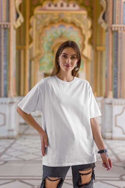 Women's Crew Neck Oversize T-Shirt Cotton Basic T-Shirt (Comfortable Fit)