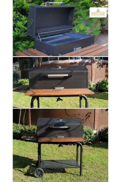 grıllcup gc75 kömürlü barbekü (bbq) profesyonel bahçe mangal elagan siyah