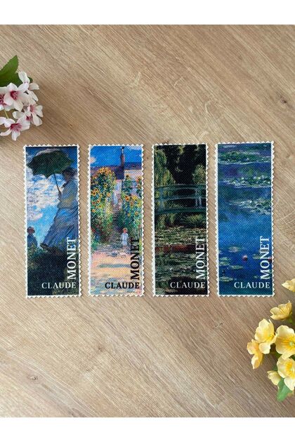 Sanatsal Tasarım Yıkanabilir Claude Monet Kitap Ayracı (4'LÜ)