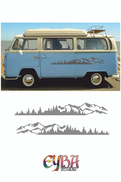 100x17cm 2Pcs Mountain Landscape Off Road Camping Sticker Auto Sticker Car Sticker Caravan Sticker