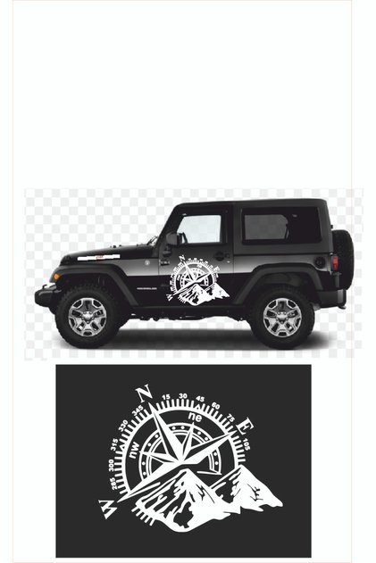 Compass Mountain Off Road Car Sticker, 50 X 40 Cm Black Auto Sticker
