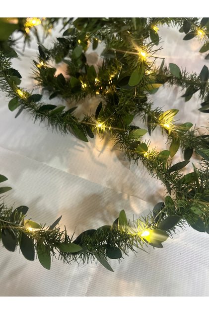 Işıklı Tel Şerit Yaprak Doğalgaz Borusu Süsü 3m Led 3m Yapraklı Çamdalı Garland