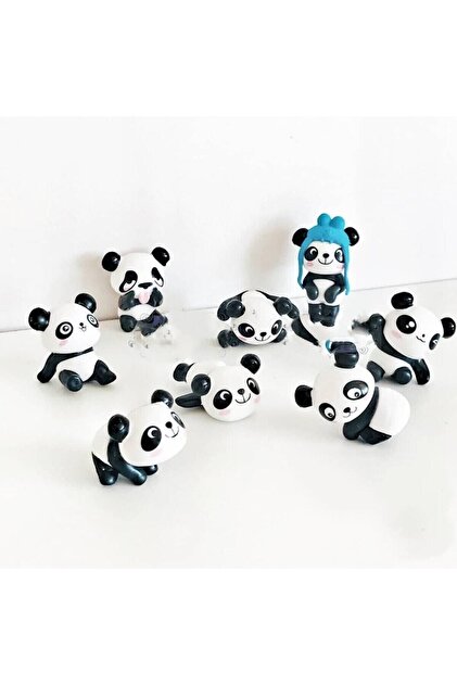 Himi Pasta Süsleri Panda Set 7 Parça Minyatür Figür Karakter