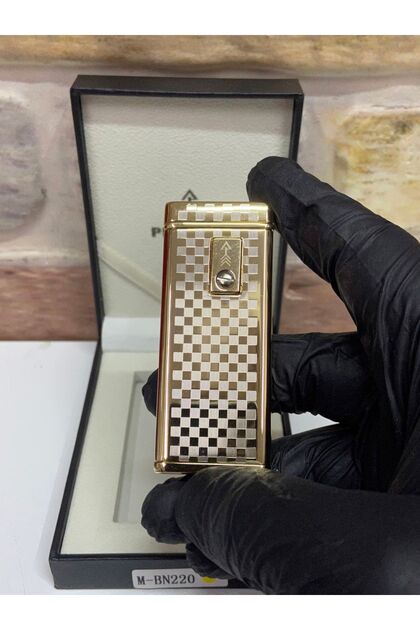 Marka Sarı Gold Renk Pilli Model Kare Kare Desenli Çakmak