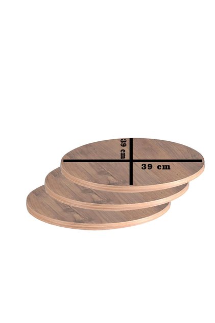 AÇIK CEVİZ 39 X 39 CM 3'LÜ SUNTALAM SEHPA ÜST TABLASI DEKORASYON SUNUM TABAĞI