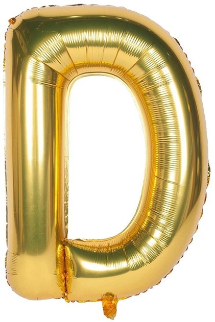 Foil Balloon Letter D Helium Balloon 100 cm Gold Color - Letter D Balloon - Letter Foil Balloon - Letter D Balloon