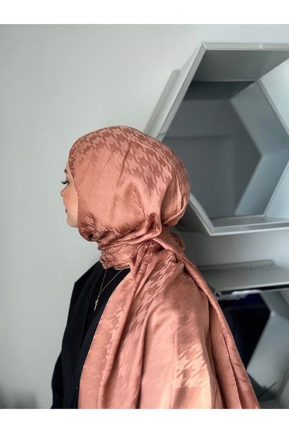 Kazayağı Desen Karamel Pamuk Jakar Şal