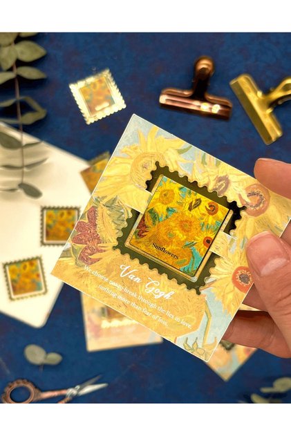 Van Gogh Sunflowers Painting Patterned Metal Bookmark / Paper Clip / Bookmark