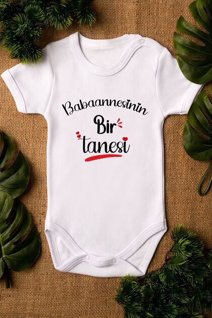 Organic %100 Cotton Grandma's Favorite Printed Baby Bodysuit Short Snap-Fastened Snap Bodysuit 5252