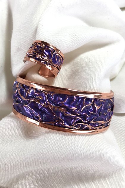 Copper Bracelet Ring Set