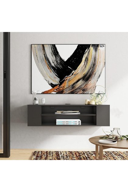 floating tv unit cabinet with 4 storages for living room and entertainment center