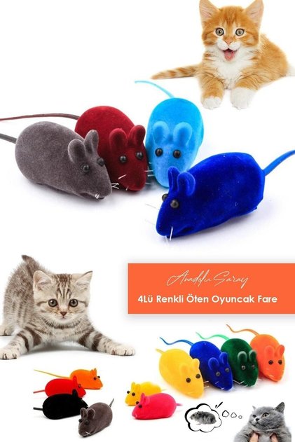 4 Colorful Singing Mini Mouse Cat and Pet Toys| 4-Piece Singing Mouse Toy