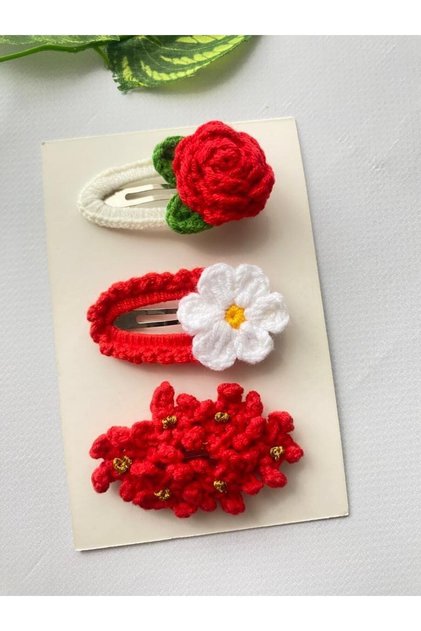 Toka Karma Handmade 3-Piece Organic Cotton Snap button Hair Clip Set Suitable for All Ages
