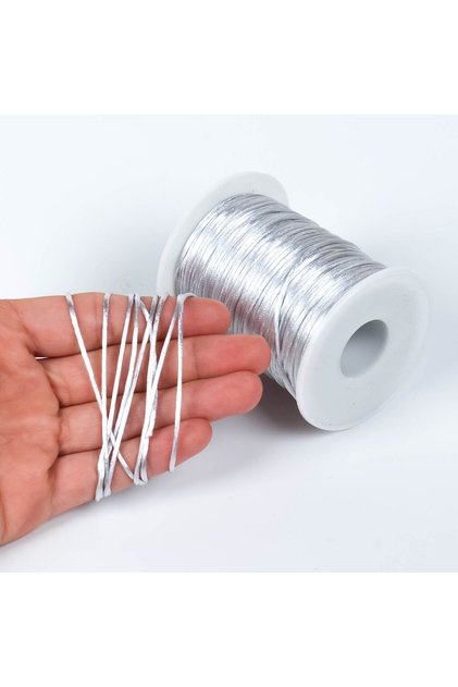 10 Metre - 1 Mm Floş Ip, Bileklik Ipi, Sıçan Kuyruğu Ip, Gümüş Renkli, Takı Ipi