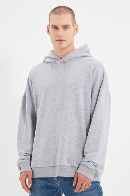Oversize Fit Hooded 3 thread Ribbed Men's Sweatshirt