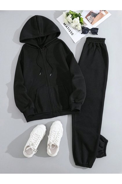 Set de trening cu fermoar - Hanorac cu glugă cu fermoar și pantaloni de trening tip jogger