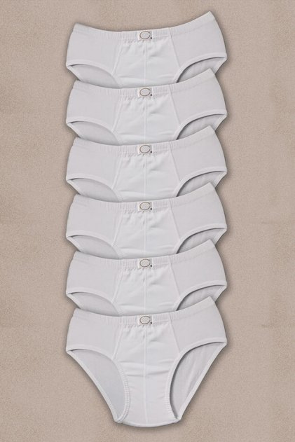6 Pieces White Boys' Combed Cotton Underpants Cotton Basic