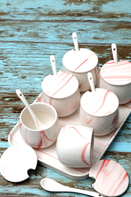 AROW TR-3013 Janet Pembe 19 Parça Porselen Baharat Takımı - Fiyatı