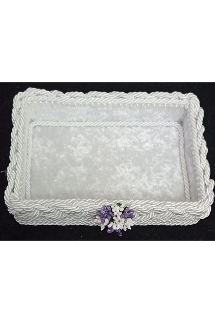 Rectangular Knitted Basket Organizer Gift Bundle Dowry Holder Towel Makeup Box