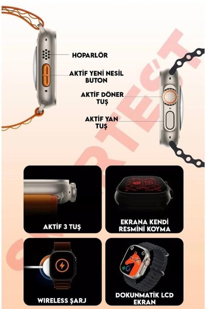 Watch 8 T800 Ultra Akıllı Saat Ios Andorid Destekli Arama Özeliği Sensörlü Lcd Ekran 3tuş