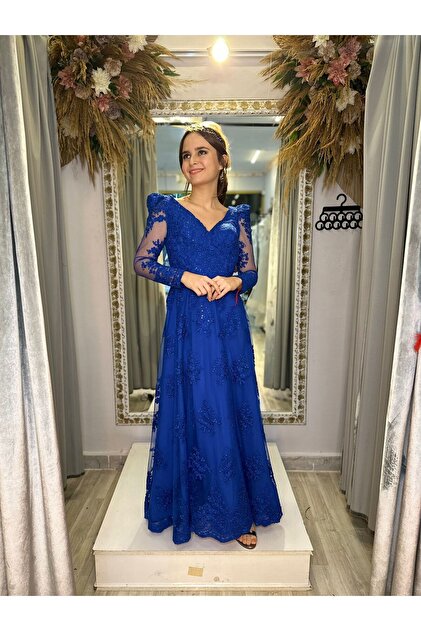 knee length dresses for ladies NumberSea-A-Line Evening Gown Sparkle Dress Engagement Floor Length Long Sleeve Jewel Neck Stretch Fabric with Crystals Slit US 16Plus / UK 20 / EU 46 main image 0