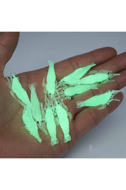 10 Adet - 4 Cm Jig Kancalı Silikon Yumuşak Sahte Karides
