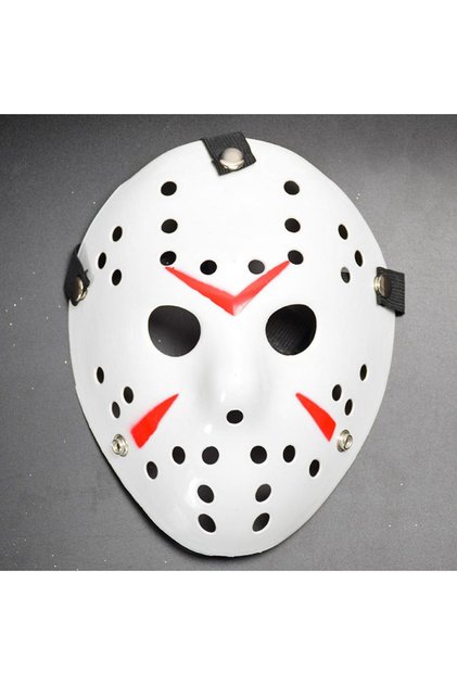 White Color Red Stripes Full Face Hockey Jason Mask Hannibal Mask