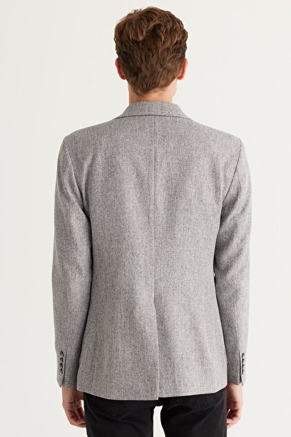 Altınyıldız Classics Erkek Gri Slim Fit Dar Kesim Mono Yaka