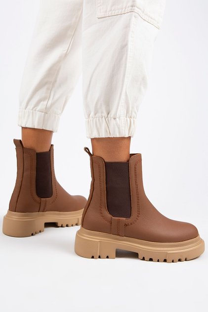 Emma Women's Genuine Leather Double Sided Elastic Tan Boots