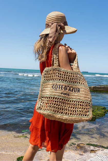 Cote Women - Nude Green Knitted Straw Imported Beach Bag