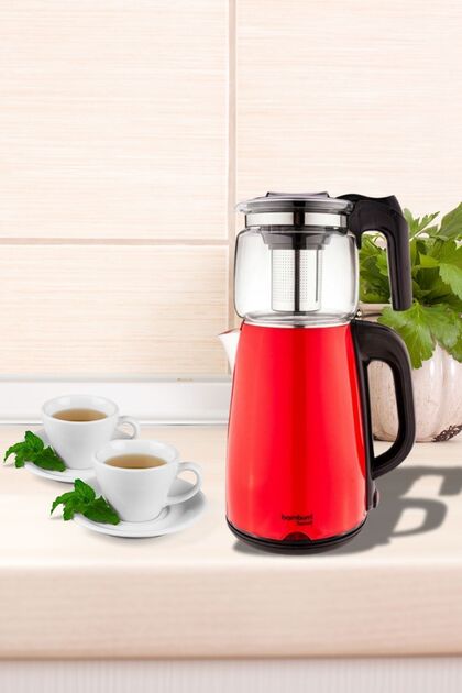 Bambum Teatech Cam Demlikli Çay Makinası Su Isıtıcı Kettle