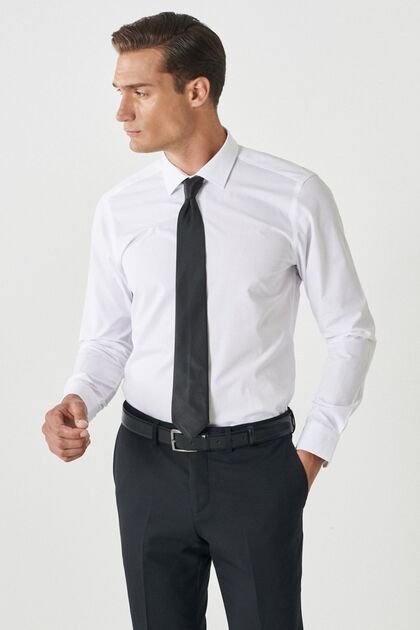 Erkek Beyaz Tailored Slim Fit Dar Kesim Gömlek