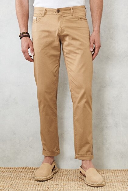AC&Co / Altınyıldız Classics Erkek Camel Slim Fit Dar Kesim 5 Cep