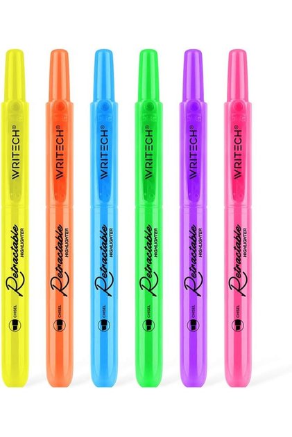 Highlighters Fosforlu Kalemler 6'Lı Set - Geri Çekilebilir Tasarım